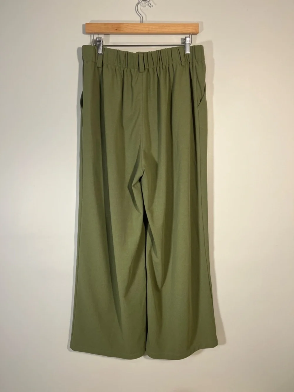 Halara Flex High Waisted Pocket Wide Leg Waffle Work Pants Olive Large - Picture 4 of 11